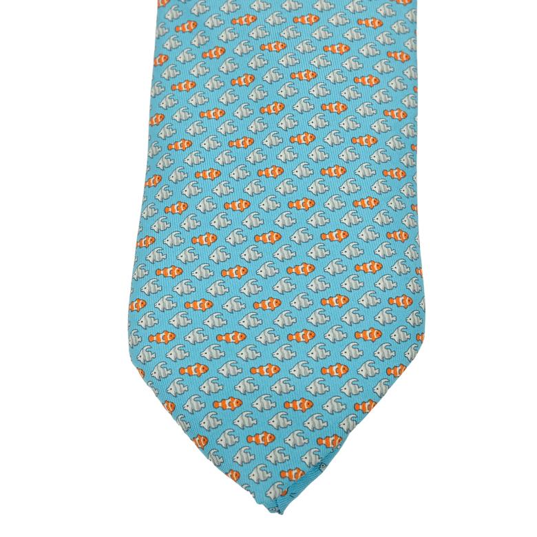 お値引き】【美品】HERMES エルメス ネクタイ フィッシュ 魚 シルク100