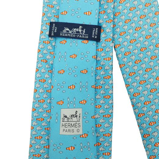 お値引き】【美品】HERMES エルメス ネクタイ フィッシュ 魚 シルク100