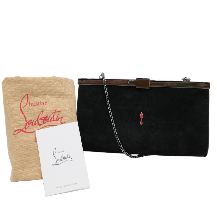 【お値引き】【未使用品】Christian Louboutin クリスチャンルブタン パーティバッグ チェーンショルダー 2WAY クラッチバック スエード ブラック 黒 | 