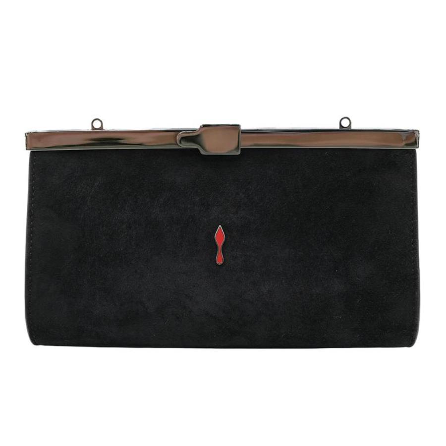 【お値引き】【未使用品】Christian Louboutin クリスチャンルブタン パーティバッグ チェーンショルダー 2WAY クラッチバック スエード ブラック 黒 |  | 01
