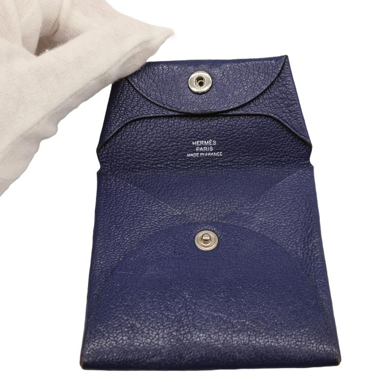 【お値引き】HERMES エルメス バスティア コインケース 財布 ヴォースイフト レザー パープル ネイビー 紺 #C |  | 06