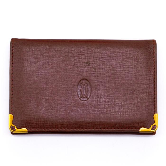 【お値引き】Cartier カルティエ マストライン カードケース パスケース 名刺入れ 二つ折り レザー ボルドー レッド 赤 |  | 01