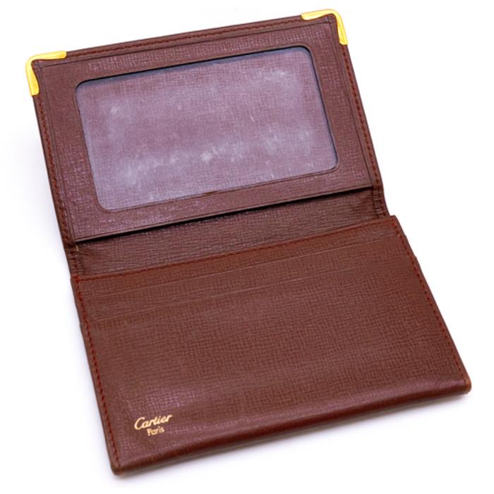 【お値引き】Cartier カルティエ マストライン カードケース パスケース 名刺入れ 二つ折り レザー ボルドー レッド 赤 |  | 03