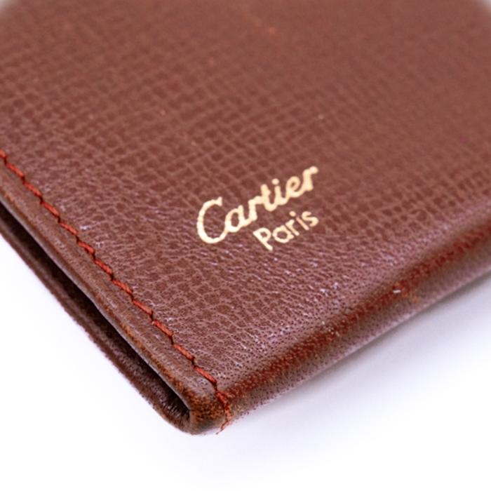 【お値引き】Cartier カルティエ マストライン カードケース パスケース 名刺入れ 二つ折り レザー ボルドー レッド 赤 |  | 05