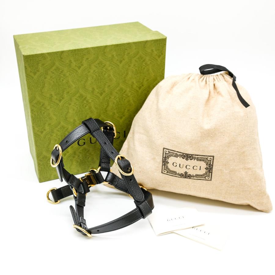 【お値引き】【未使用品】 GUCCI グッチ インターロッキングG ドッグ ハーネス 愛犬 ＃S レザー ブラック 黒 692963 箱付 | 