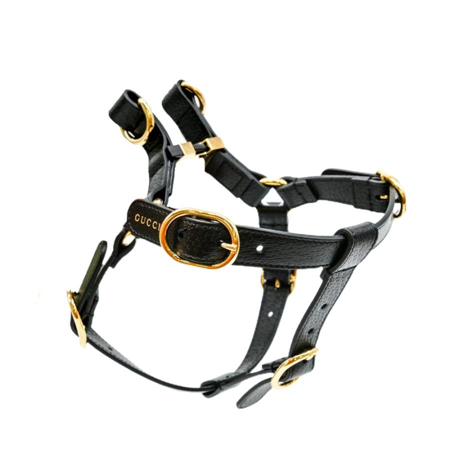 【お値引き】【未使用品】 GUCCI グッチ インターロッキングG ドッグ ハーネス 愛犬 ＃S レザー ブラック 黒 692963 箱付 |  | 01