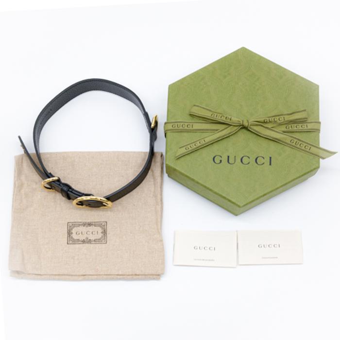 【お値引き】【未使用品】 GUCCI グッチ インターロッキングG エクストララージ ペット 愛犬 首輪 ＃XL レザー ブラック 黒 695256 箱付 |  | 13