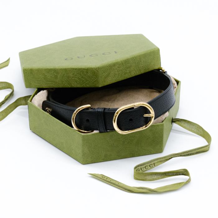 【お値引き】【未使用品】 GUCCI グッチ インターロッキングG エクストララージ ペット 愛犬 首輪 ＃XL レザー ブラック 黒 695256 箱付 |  | 14