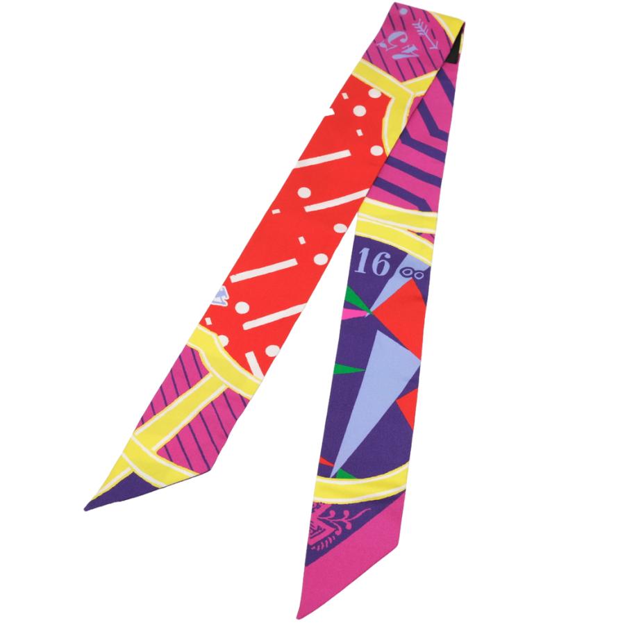 【お値引き】【未使用品】HERMES エルメス スカーフ ツイリー シルクゲーム JEU DE SOIE UNIFORME シルク100％ マルチカラー パープル レッド |  | 01