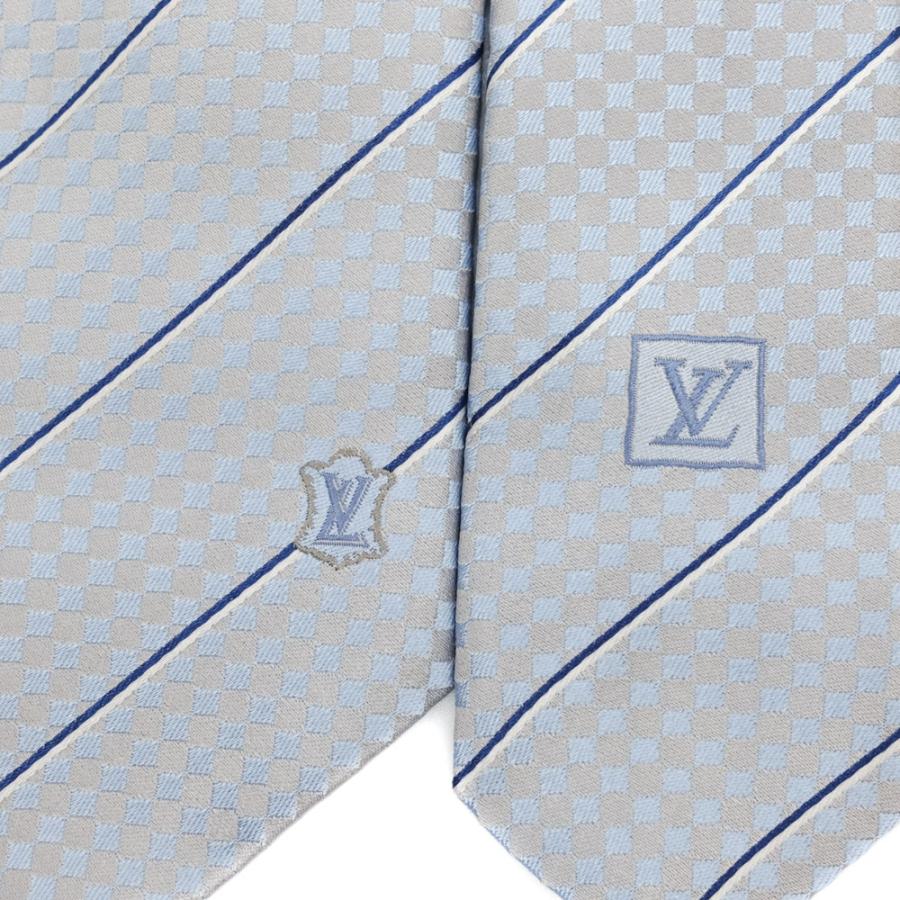 【お値引き】【未使用品】LOUIS VUITTON ルイヴィトン ネクタイ エク クラヴァット ブルーシエル グレー シルク100％ M78756 |  | 03