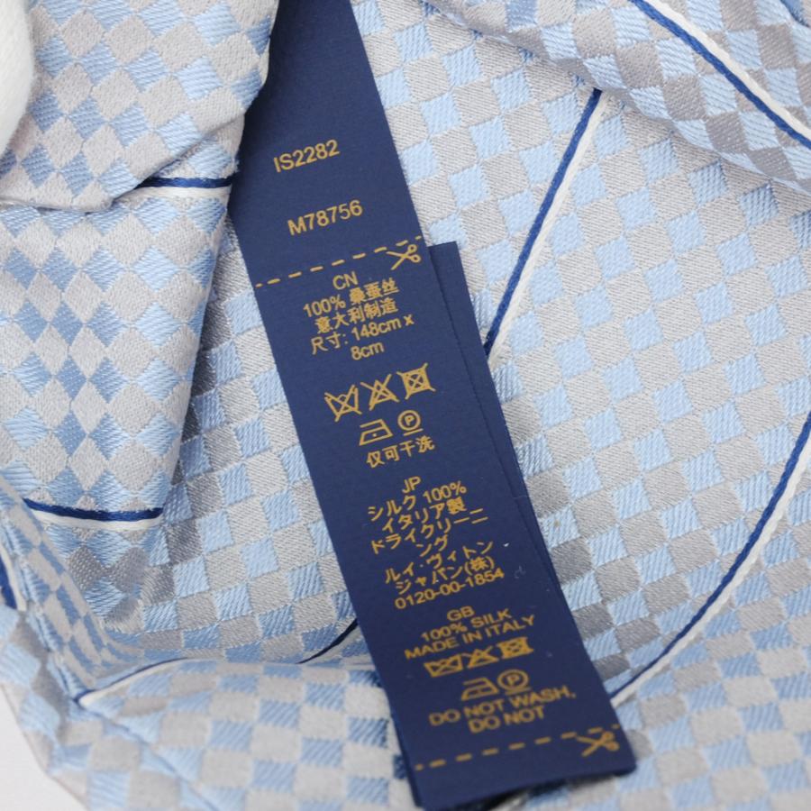 【お値引き】【未使用品】LOUIS VUITTON ルイヴィトン ネクタイ エク クラヴァット ブルーシエル グレー シルク100％ M78756 |  | 06