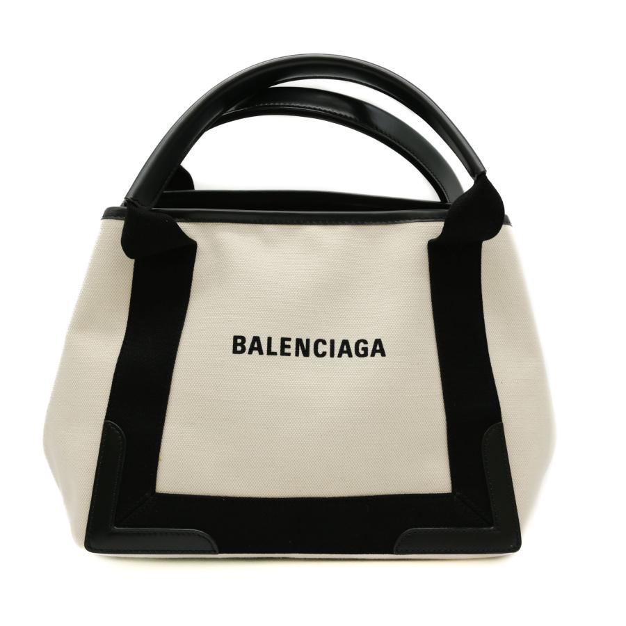 【お値引き】【未使用品】BALENCIAGA バレンシアガ ネイビーカバス S トートバッグ レザー キャンバス レディース ホワイト 339933 |  | 01