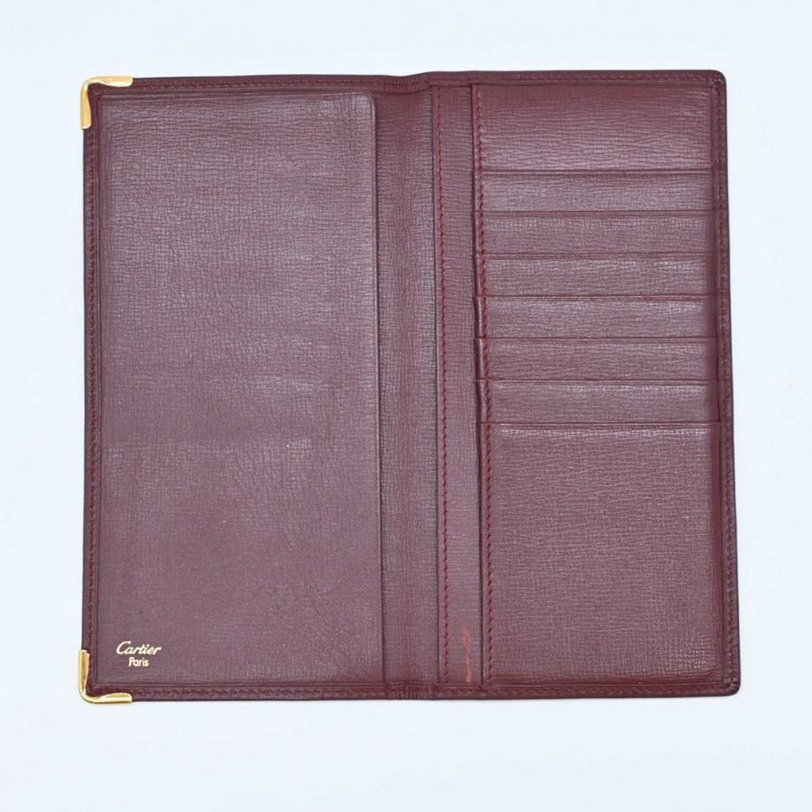 【お値引き】【美品】Cartier カルティエ マストライン 札入れ 長財布 財布 小銭入れなし ボルドー レッド レザー |  | 06