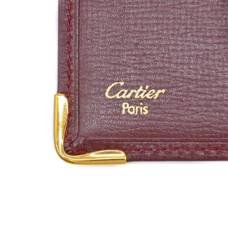 【お値引き】【美品】Cartier カルティエ マストライン 札入れ 長財布 財布 小銭入れなし ボルドー レッド レザー |  | 07