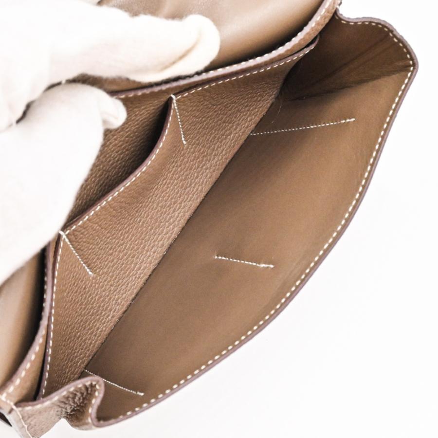 【お値引き】HERMES エルメス ドゴン デュオ GM 長財布 ウォレット トゴ レザー 二つ折り バイカラー エトゥープ グレージュ #D |  | 10