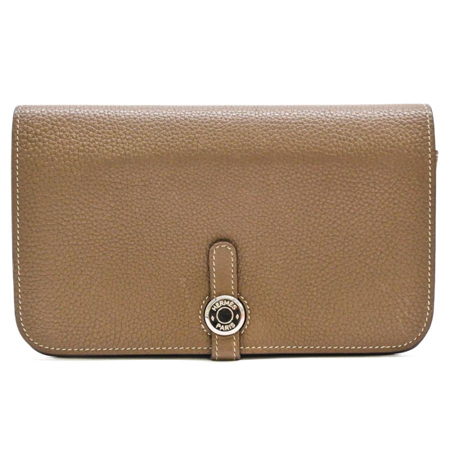 【お値引き】HERMES エルメス ドゴン デュオ GM 長財布 ウォレット トゴ レザー 二つ折り バイカラー エトゥープ グレージュ #D |  | 01