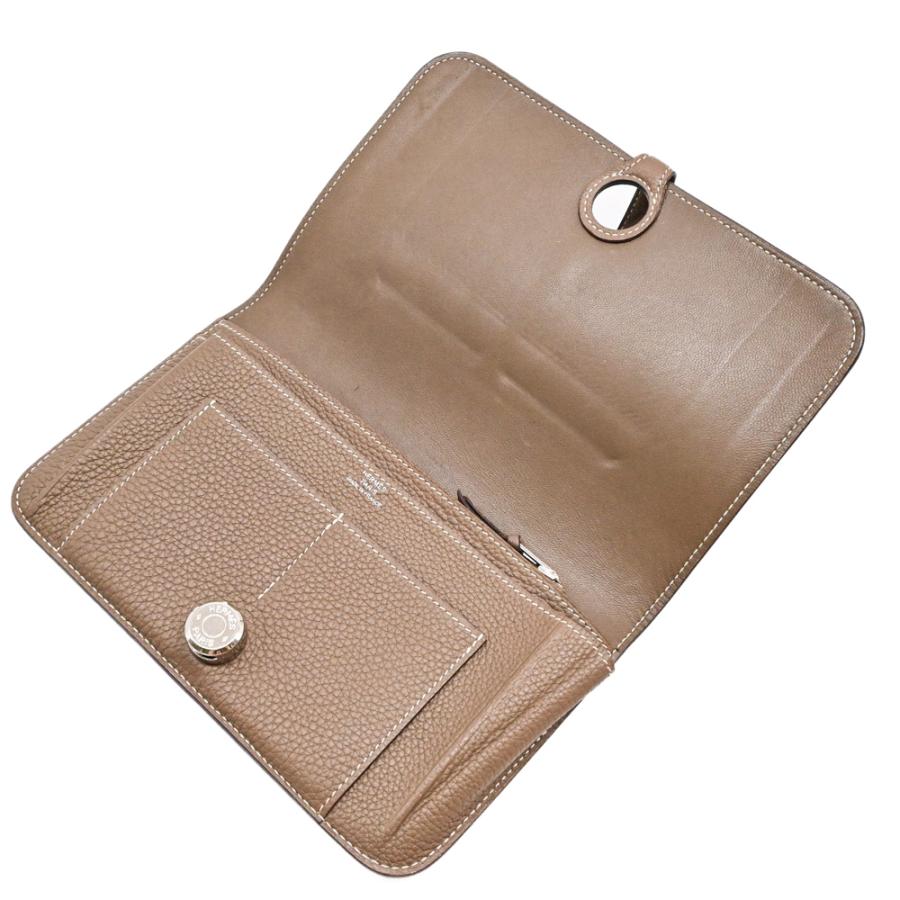 【お値引き】HERMES エルメス ドゴン デュオ GM 長財布 ウォレット トゴ レザー 二つ折り バイカラー エトゥープ グレージュ #D |  | 07