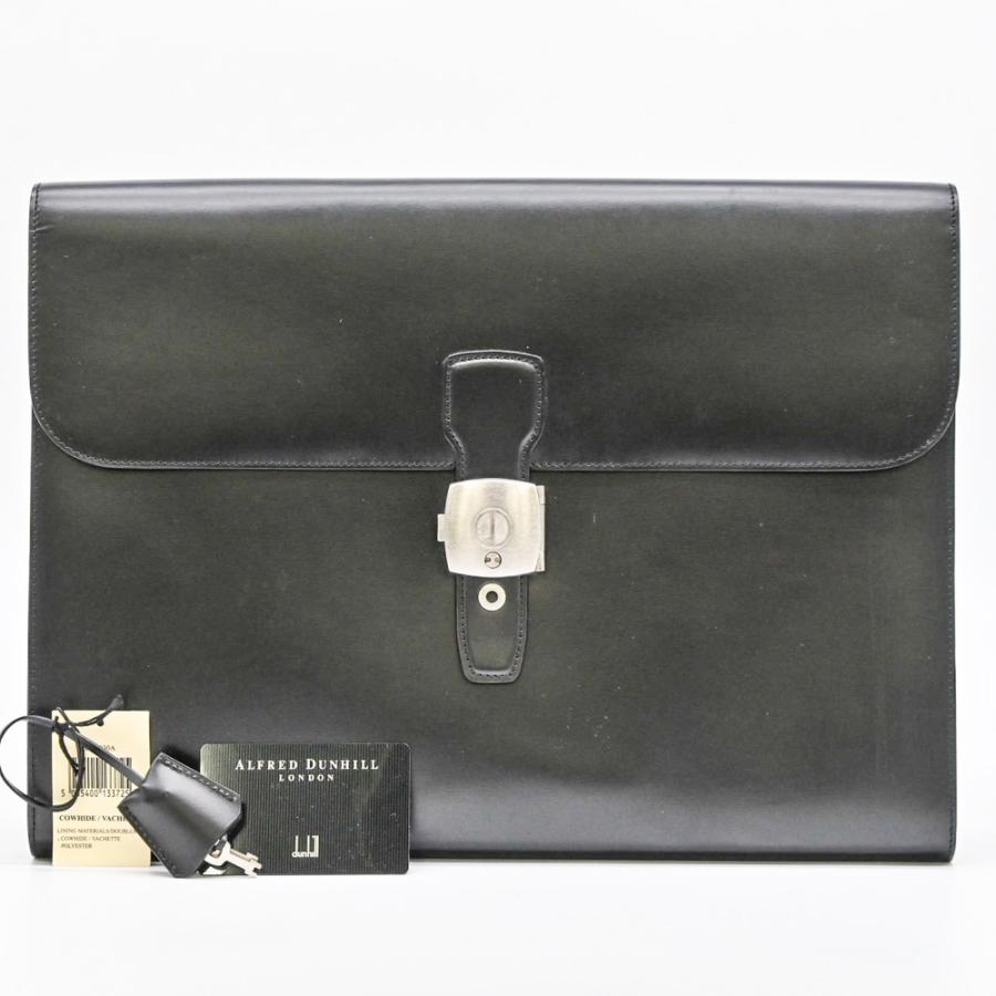 美品 ダンヒル クラッチバッグ レザー 黒 ハンドル付き 保存袋 カード  