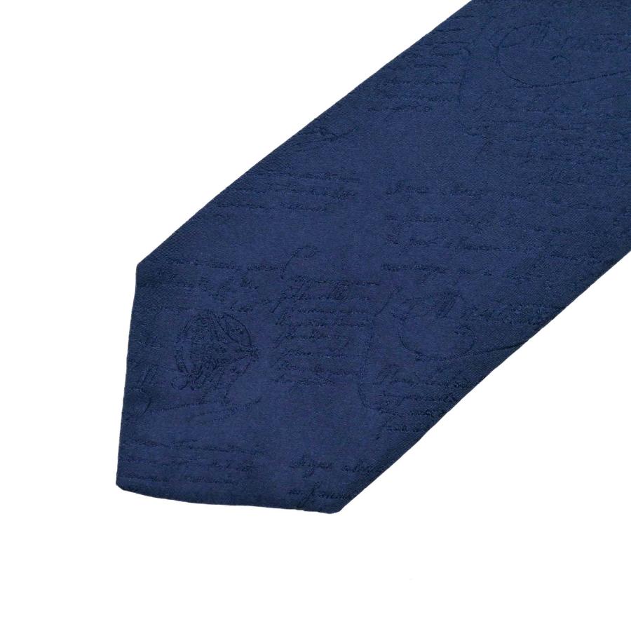 BERLUTI ベルルッティ　ネクタイ　カリグラフィ　スーツ　ダークブルー BERLUTI - 【美品】BERLUTI ベルルッティ ネクタイ シルク