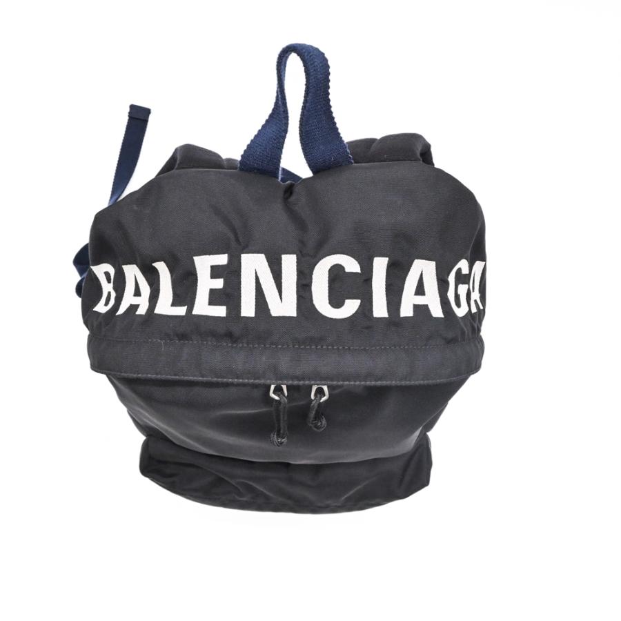 ✨超美品✨バレンシアガ ウィール ロゴ刺繍 リュック バッグパック ナイロン 黒 お値引き】BALENCIAGA バレンシアガ ウィール バックパック リュック