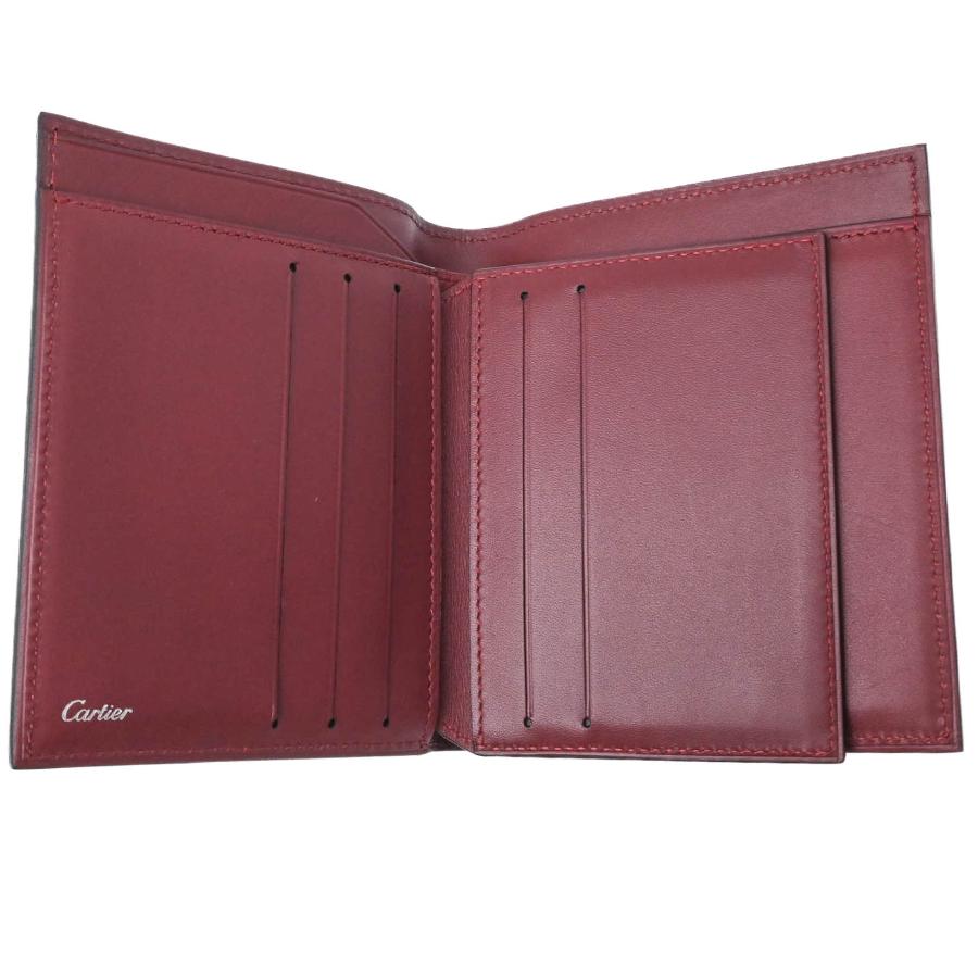 【お値引き】【未使用】Cartier カルティエ ルイ カルティエ 財布 札入れ ウォレット 二つ折り パスケース レザー ブラック 黒 ボルドー レッド 赤 メンズ |  | 08
