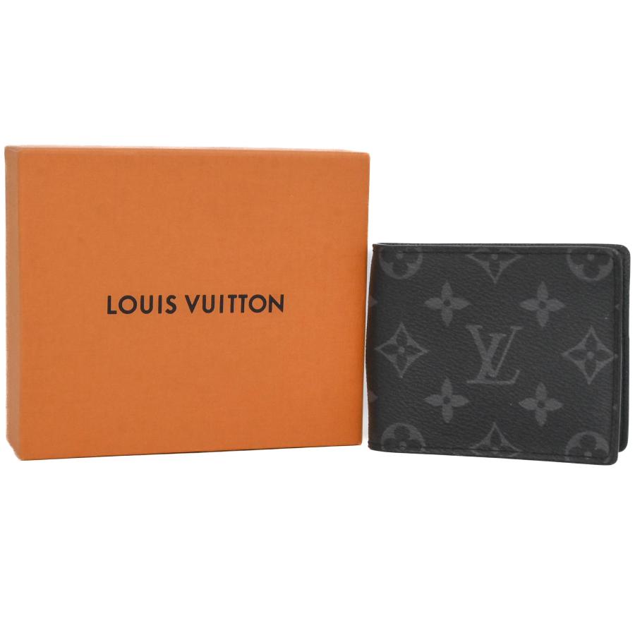 【美品】LOUIS VUITTON ヴィトン モノグラムエクリプス ポルトフォイユパンス M62480 コンパクトウォレット ブラック  メンズ マネークリップ イニシャルあり | 