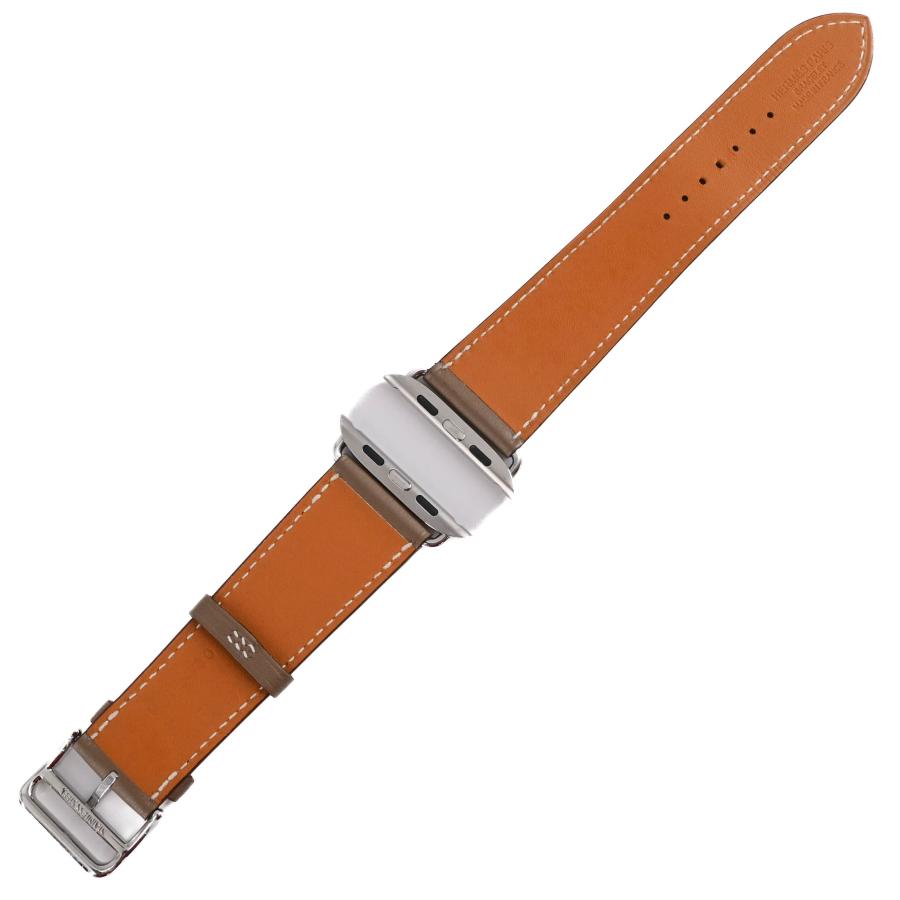 【美品】HERMES エルメス applewatch アップルウォッチ用ベルト シンプルトゥール  46mm ヴォースイフト エトゥーブ グレージュ #U |  | 04