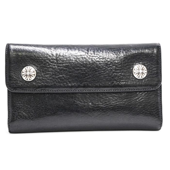 Chrome Hearts クロムハーツ ウェーブ ウォレット CHボタン 長財布 三つ折り レザー ブラック 黒 ダガー インボイス | 
