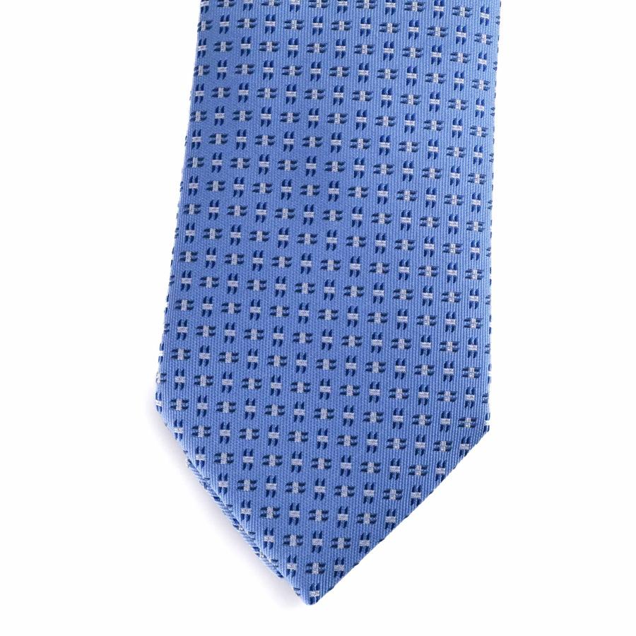 C419/HERMES エルメス ネクタイ ダークネイビー Hロゴ 総柄 エルメス ネクタイ H柄 ストライプ ドット チェック ネイビー 紺色