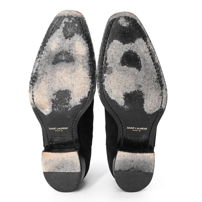 SAINT LAURENT サンローラン ヒールブーツ サイドゴア 靴 スエード 黒