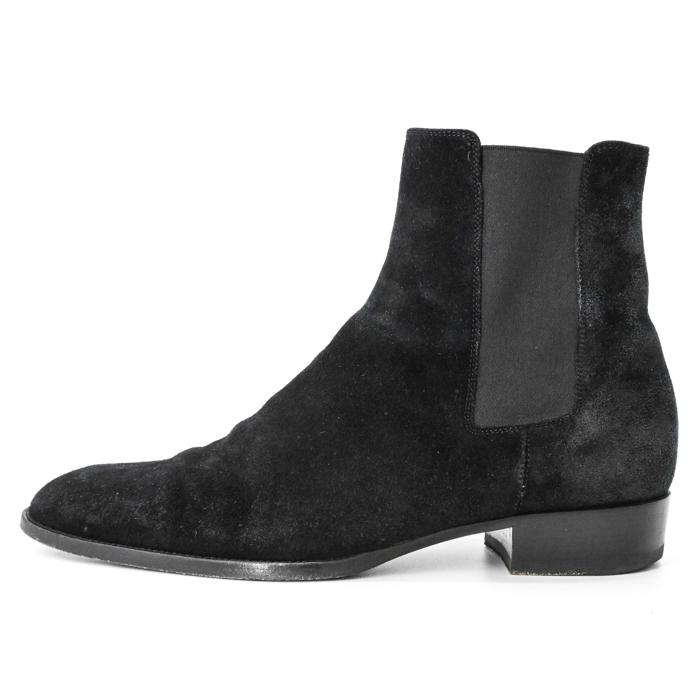 【年末セール27日まで】サンローラン ヒールブーツ43 SAINT LAURENT サンローラン ヒールブーツ サイドゴア 靴 スエード 黒
