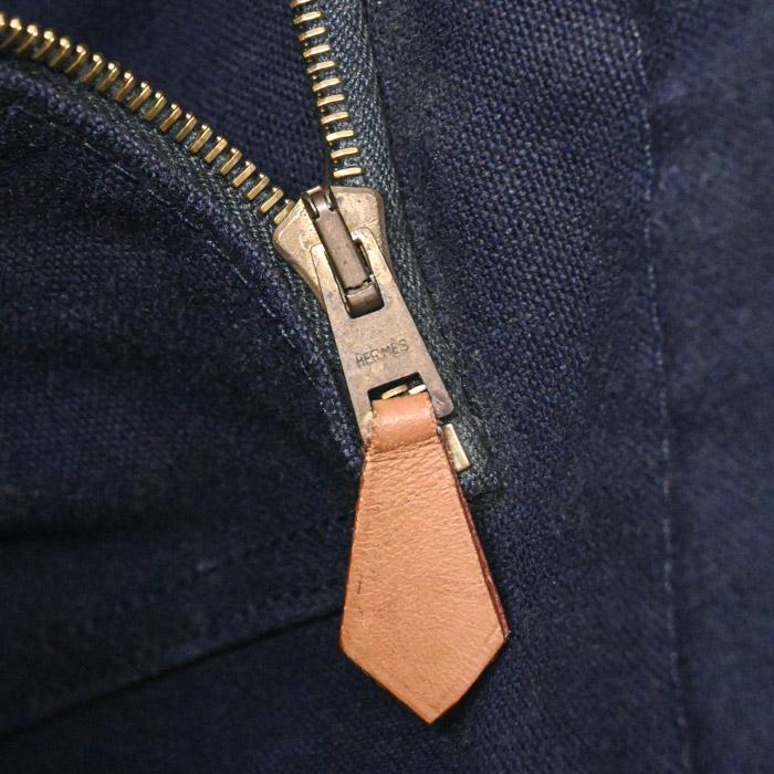 【お値引き】HERMES エルメス ニューフールトゥ トートMM ハンドバッグ ハーフレザー レザー ネイビー ブラウン キャンバス レディース メンズ | フールトゥ | 12