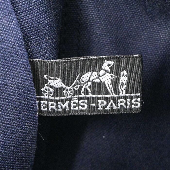 【お値引き】HERMES エルメス ニューフールトゥ トートMM ハンドバッグ ハーフレザー レザー ネイビー ブラウン キャンバス レディース メンズ | フールトゥ | 14