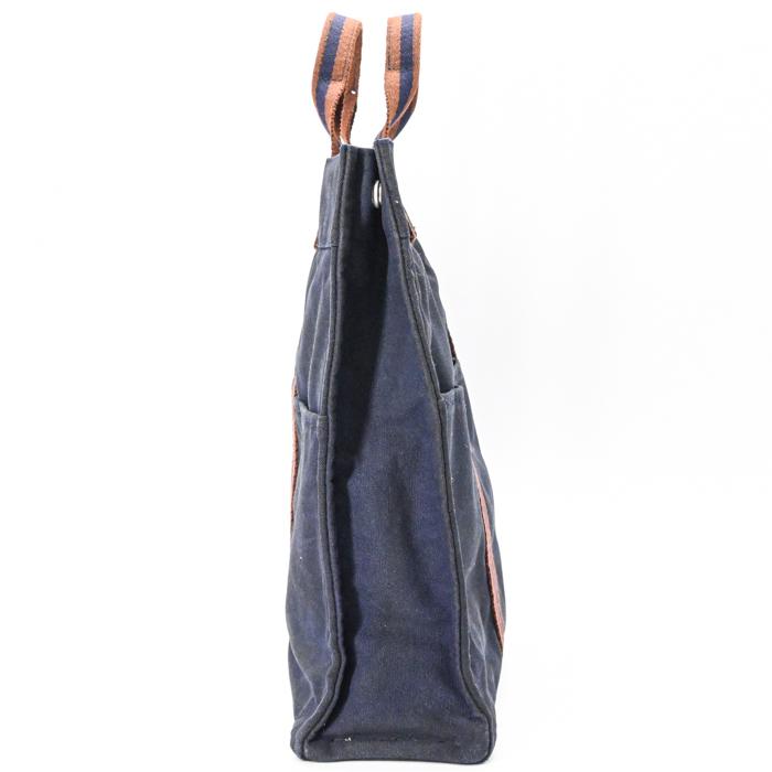 【お値引き】HERMES エルメス ニューフールトゥ トートMM ハンドバッグ ハーフレザー レザー ネイビー ブラウン キャンバス レディース メンズ | フールトゥ | 02