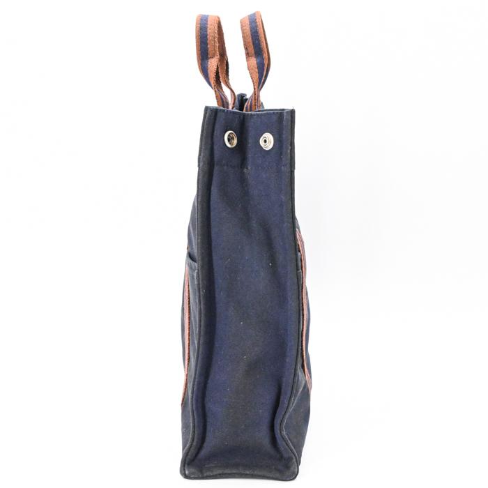 【お値引き】HERMES エルメス ニューフールトゥ トートMM ハンドバッグ ハーフレザー レザー ネイビー ブラウン キャンバス レディース メンズ | フールトゥ | 03