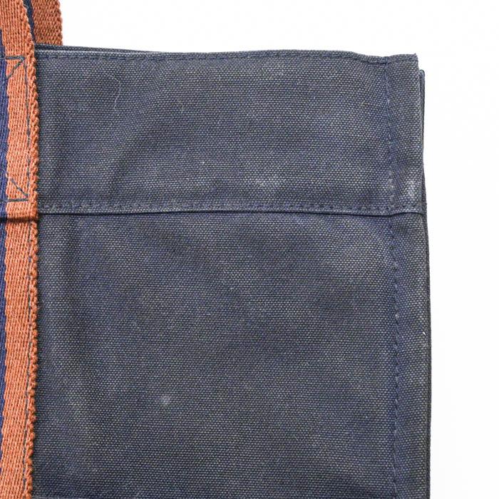【お値引き】HERMES エルメス ニューフールトゥ トートMM ハンドバッグ ハーフレザー レザー ネイビー ブラウン キャンバス レディース メンズ | フールトゥ | 09
