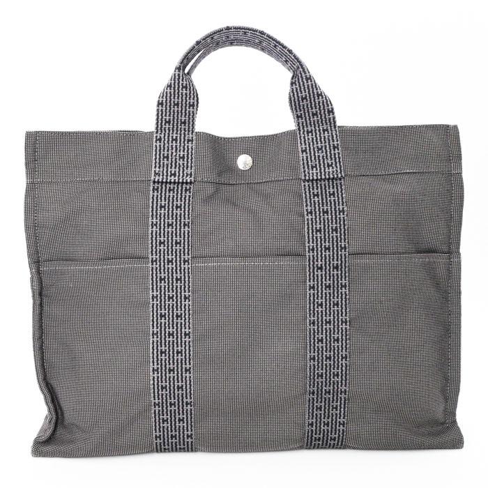 エルメス　HERMES フールトゥ エールライン　MM グレー HERMES エルメス エールライン トート MM グレー ナイロンキャンバス