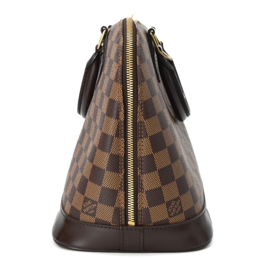 【美品】LOUIS VUITTON ルイ・ヴィトン ダミエ・エベヌ アルマPM ハンドバッグ PVC ブラウン 茶 イニシャル入り N53151