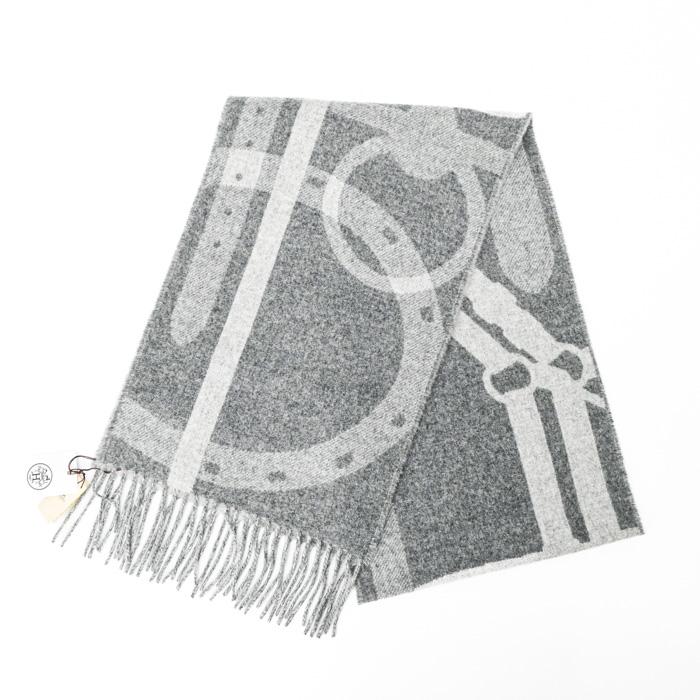 【未使用品】 HERMES エルメス レディ・ステディ・ゴー マフラー ストール カシミヤ100％ グレー レディース メンズ |  | 02