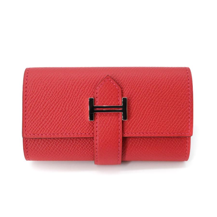 【未使用品】HERMES エルメス ベアン キーケース 4連 ヴォーエプソン レザー ルージュクー ピンクレッド 赤系 #C | Bearn | 01