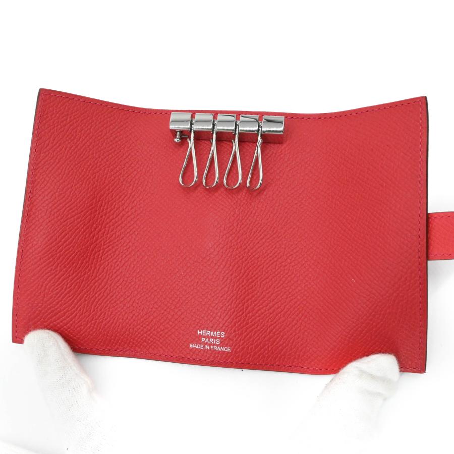 【未使用品】HERMES エルメス ベアン キーケース 4連 ヴォーエプソン レザー ルージュクー ピンクレッド 赤系 #C | Bearn | 06