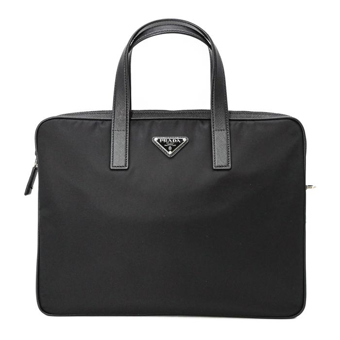 【未使用品】PRADA プラダ ブリーフケース ビジネス 三角ロゴ Re-Nylon リナイロン サフィアーノレザー ブラック 黒 2VE368 |  | 01