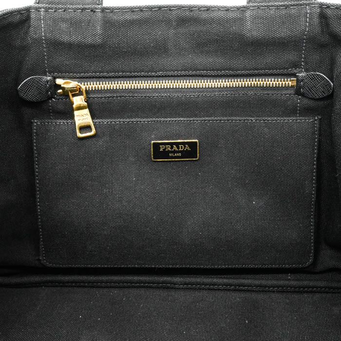 PRADA プラダ カナパ 35 トート 三角ロゴ ハンドバッグ ショルダーバッグ キャンバス デニム ブラック 黒 レディース ストラップ付 |  | 12