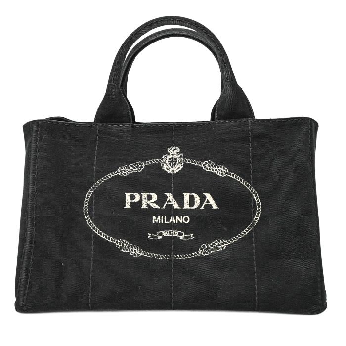 PRADA プラダ カナパ 35 トート 三角ロゴ ハンドバッグ ショルダーバッグ キャンバス デニム ブラック 黒 レディース ストラップ付 |  | 01