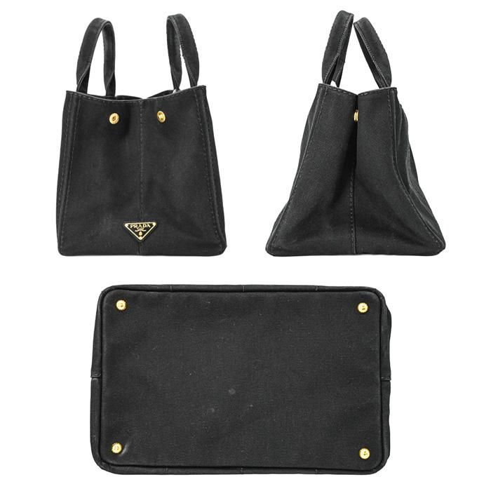 PRADA プラダ カナパ 35 トート 三角ロゴ ハンドバッグ ショルダーバッグ キャンバス デニム ブラック 黒 レディース ストラップ付 |  | 03