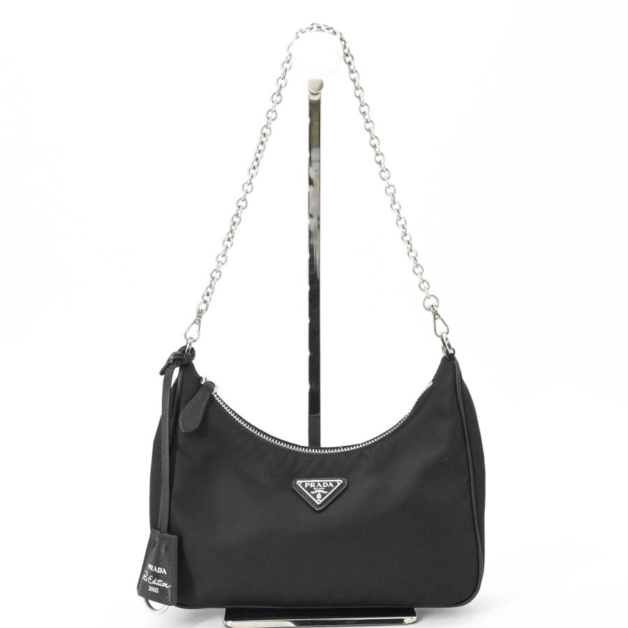 【美品】PRADA プラダ テスート ナイロン レザー ショルダーバッグ ポーチ付き ハンドバッグ 2WAY レディース 三角ロゴ ブラック シルバー金具 黒 IBH204 |  | 01