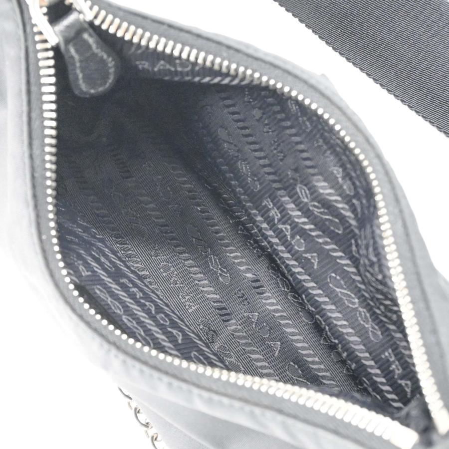 【美品】PRADA プラダ テスート ナイロン レザー ショルダーバッグ ポーチ付き ハンドバッグ 2WAY レディース 三角ロゴ ブラック シルバー金具 黒 IBH204 |  | 07