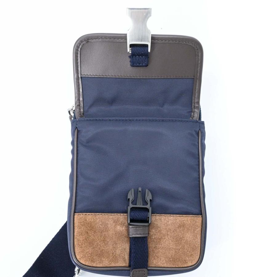【未使用品】PRADA プラダ スエード Reナイロン ショルダーバッグ 肩掛け トライアングル ネイビー 青 ブラウン 茶 ICチップ |  | 11