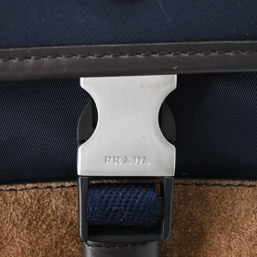 【未使用品】PRADA プラダ スエード Reナイロン ショルダーバッグ 肩掛け トライアングル ネイビー 青 ブラウン 茶 ICチップ |  | 15
