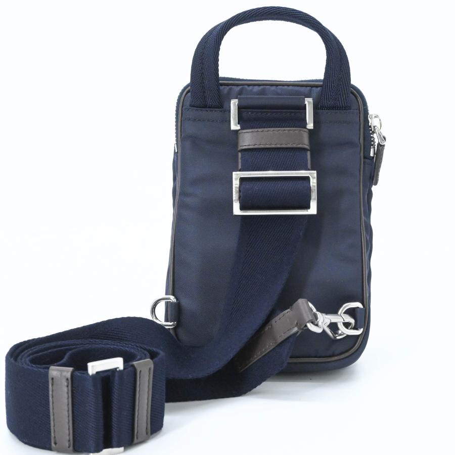 【未使用品】PRADA プラダ スエード Reナイロン ショルダーバッグ 肩掛け トライアングル ネイビー 青 ブラウン 茶 ICチップ |  | 02